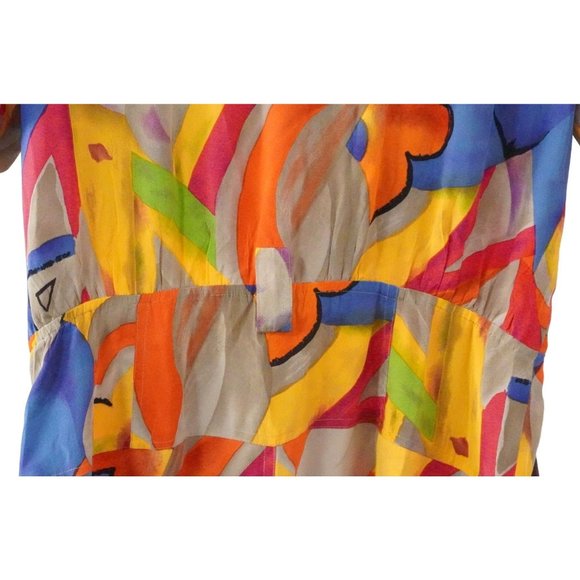 Vintage Silk Dress Abstract Pattern by Pat Argenti Collection Size 12 Pockets Si - Picture 8 of 10